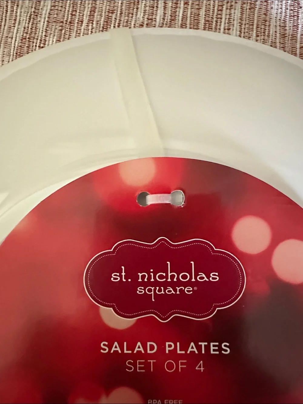 St. Nicholas Square Red, Green & White Swirl Holiday Salad Plates set of 4